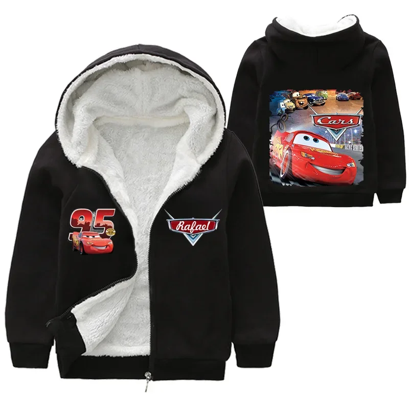 Children Winter Thick Coat Cartoon Pixar Cars Lightning McQueen Baby Boy Outerwear Kid Girl Zipper Jacket Pullover Overcoat 2-16