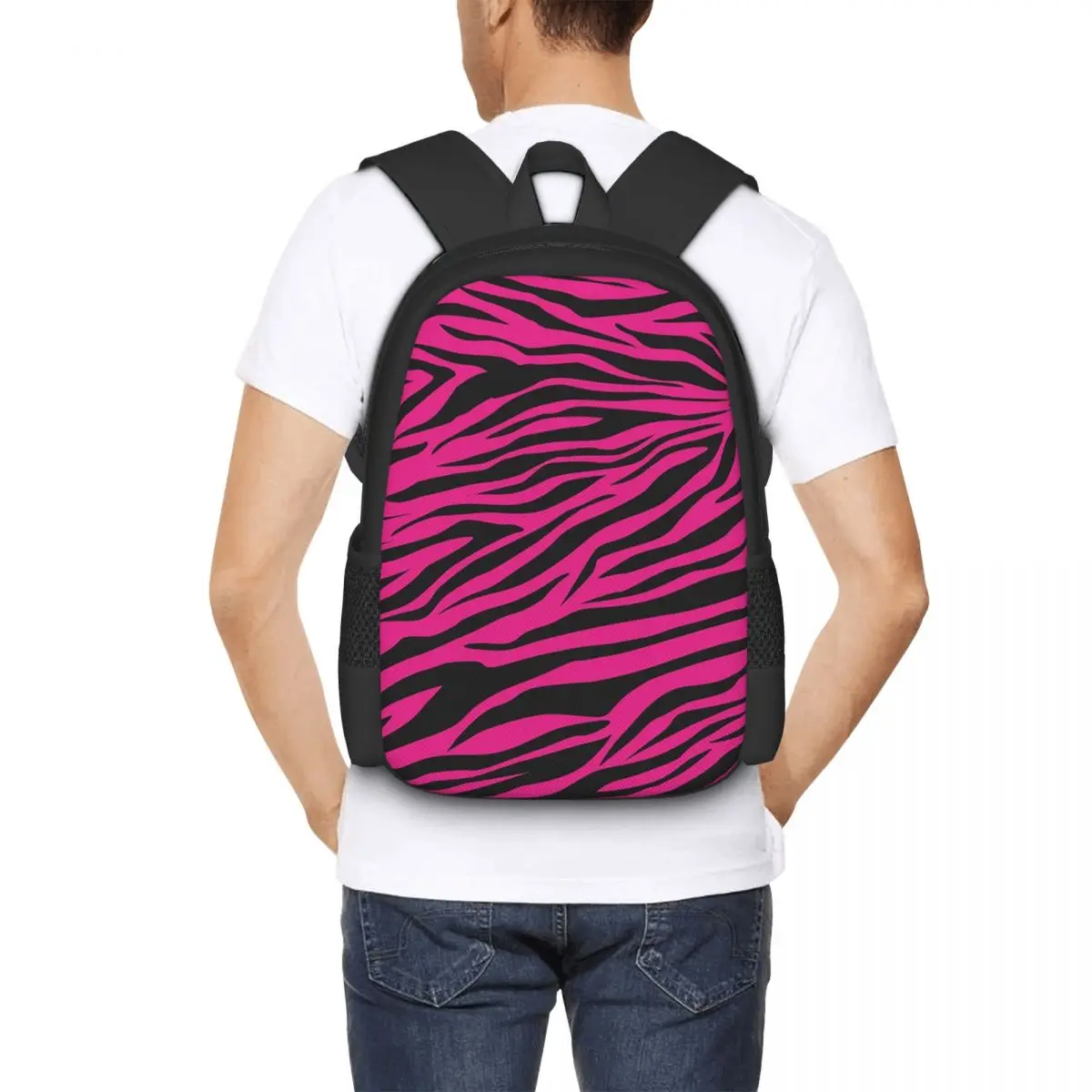 

Pink Zebra Print Student Backpack School Bag Hiking Travel Daypack for Boys Girls Fashion Bookbag Shoulder Bags