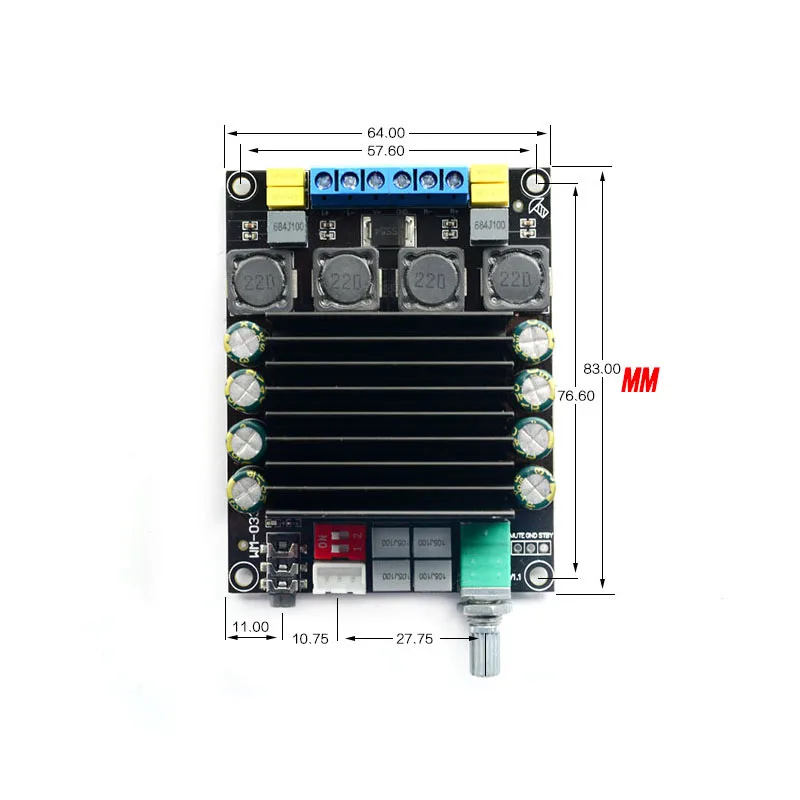 KYYSLB 2*100W TDA7498 High Power Digital Amplifier Board Home Audio Car Amplificador 4~8Ohms 20HZ~20KHZ