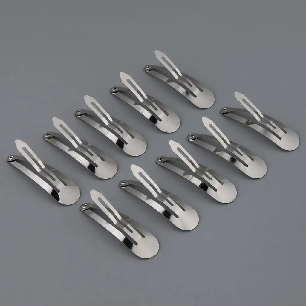 100 Pieces Snap Hair Clips Metal Barrettes Slide for Baby Girls Women Accessories 50 mm
