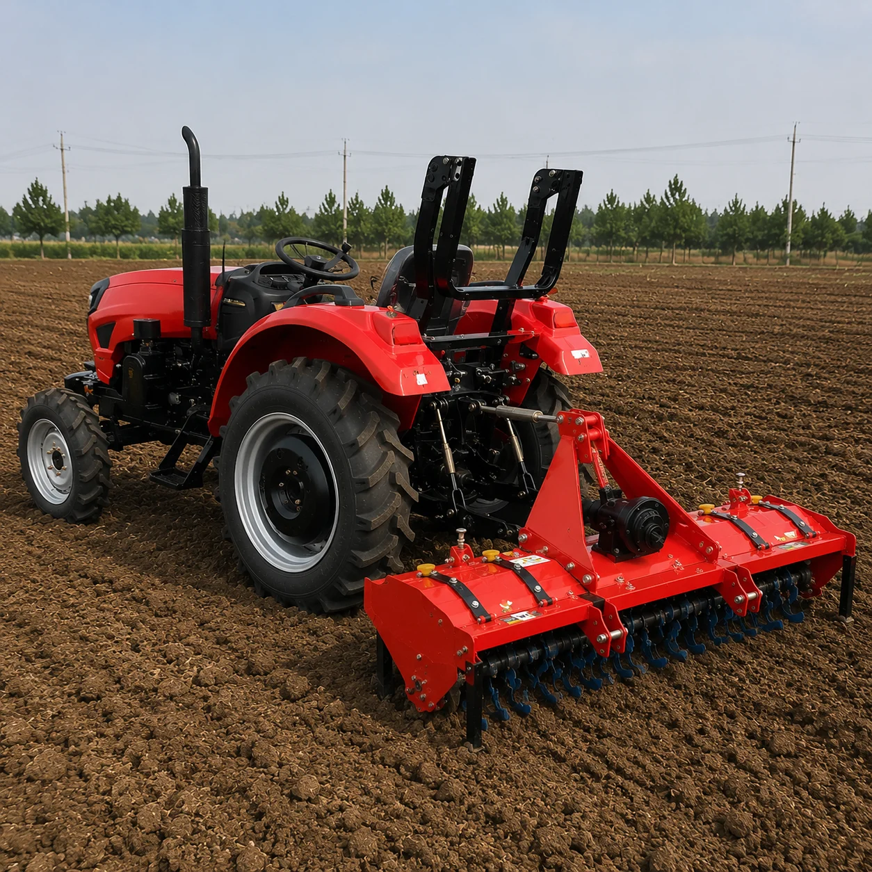 Tractor Con Rotavator 50HP 60HP 70HP 4WD Diesel Agricultural Tractor for Soil Preparation Field Work Factory Supply