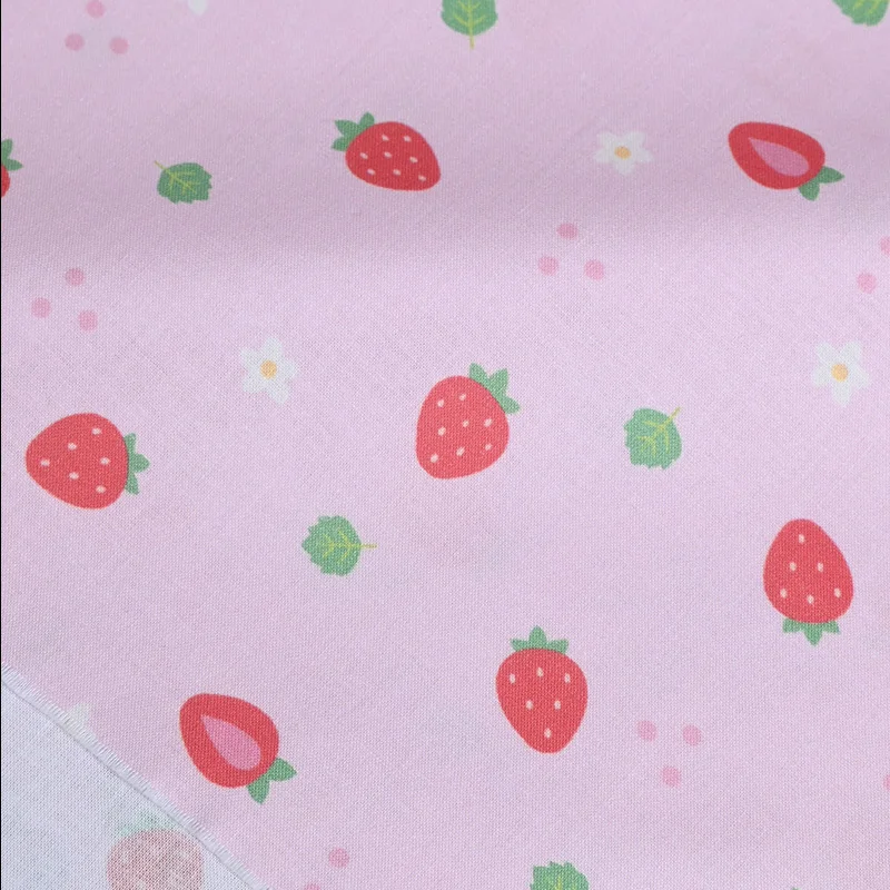 Tessuto semplice e sottile con simpatica stampa fragola, indumento fai da te fatto a mano, tessuto per cucire abiti, 100% cotone, CR-1474