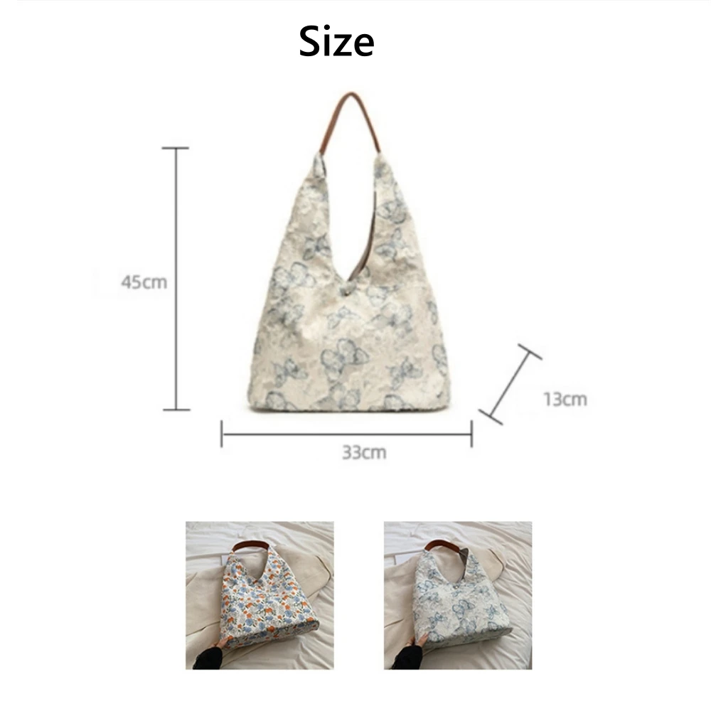 Summer Embroidery Women's Shopping Bag Butterfly Flowers Print Hasp Shoulder Tote Bag Female Large-capacit Shopper Bag Handbags