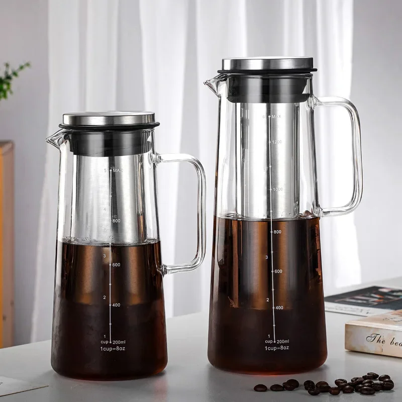 

Airtight Cold Brew Iced Coffee Maker and Tea Infuser- 1.0L / 34oz Glass Carafe with Removable Stainless Steel Filter