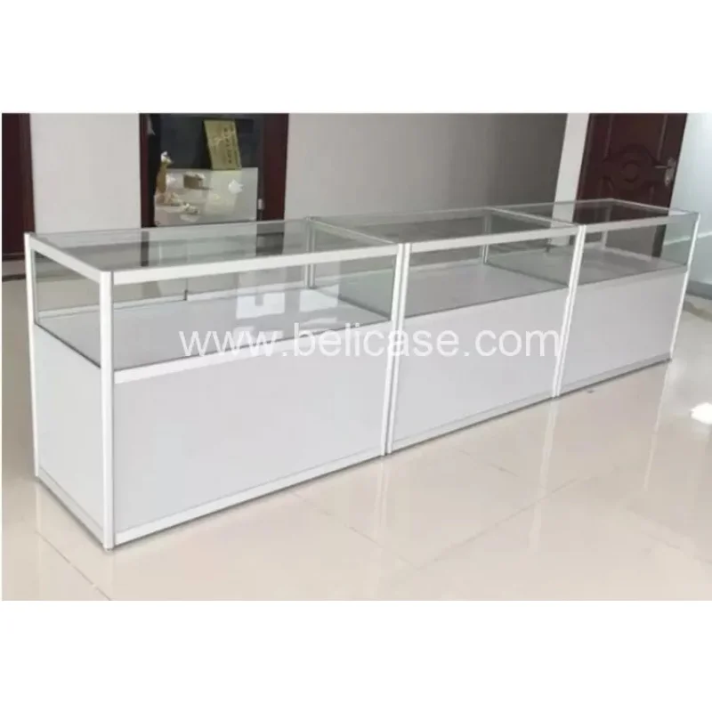 (Kunden spezifisch) Handy-Laden-Display-Leuchte moderne Ladentheke Design Handy-Einzelhandel geschäft Aluminium-Glas-Display-Vitrine