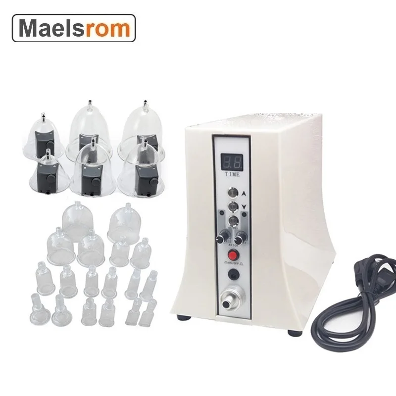 

Breast Enhancement Massage Vacuum Therapy Machine With 24 Buttock Cups Suction Pumps Cupping Scraping For Body Shaping Slimming