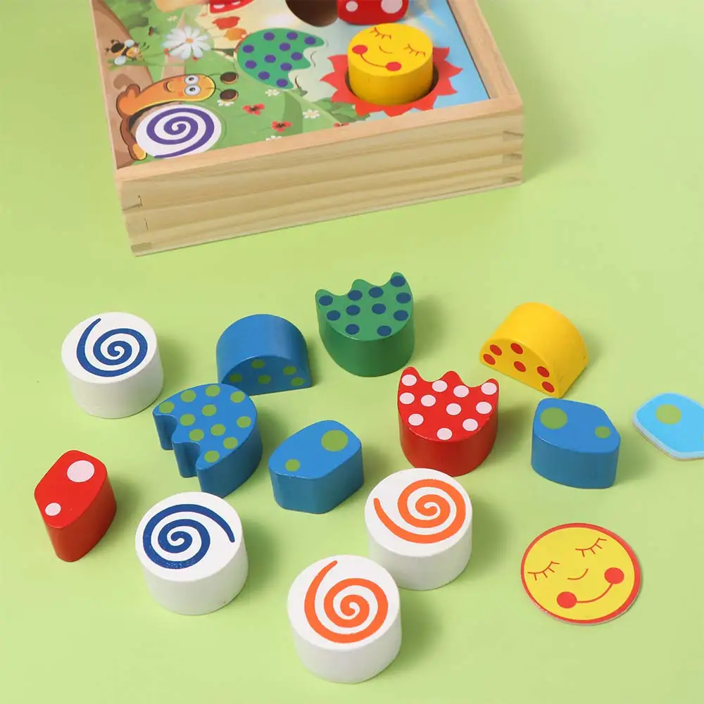 Jouets Montessori en bois de forme, jouet de développement pour l'éducation précoce, boîte de tri de formes de couleurs, puzzle de dessin animé, blocs assortis colorés