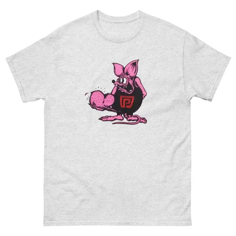 

Funny Muscle Mouse Graphic Tee Retro Cartoon Print Men's Crewneck T-Shirt Breathable Cotton Top
