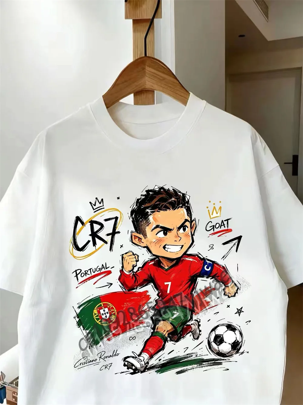 Cute Version Portugal SIU Celebration Cartoon Graphic T-Shirt Fan Commemorative Edition Short Sleeved Summer Adult Kid'S T-Shirt