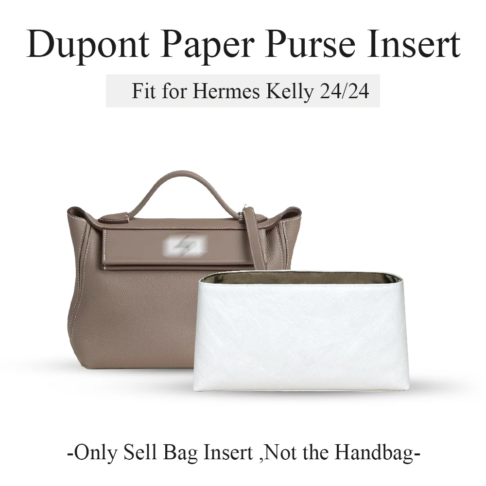 

Dupont Paper Purse Organizer Insert Fit for Hermes Kelly24/24, Slim Inner Liner Bag Organizer Insert Inside Storage Bag In Bag