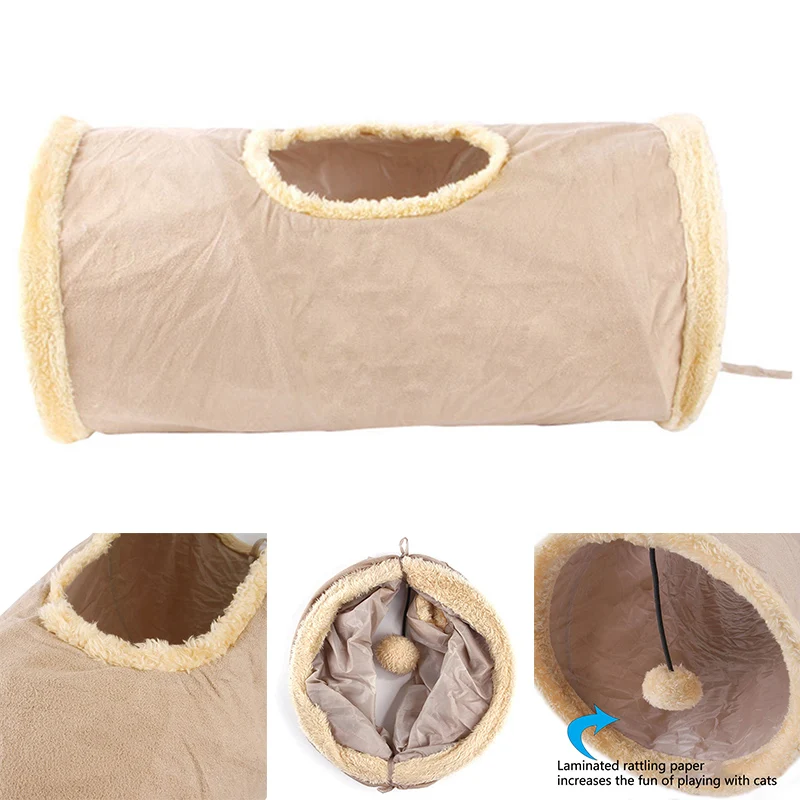 Pet Supplies Cat Tunnel Can Be Stored Folding Suede Cat Channel Cat Toy Drill Bucket To Attract Cats