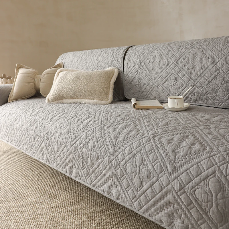 

Embroidery Pattern Thicken Sofa Cover Universal Soft Cotton Sofa Cushion Non-slip Couch Towel Mat for Living Room Four Seasons