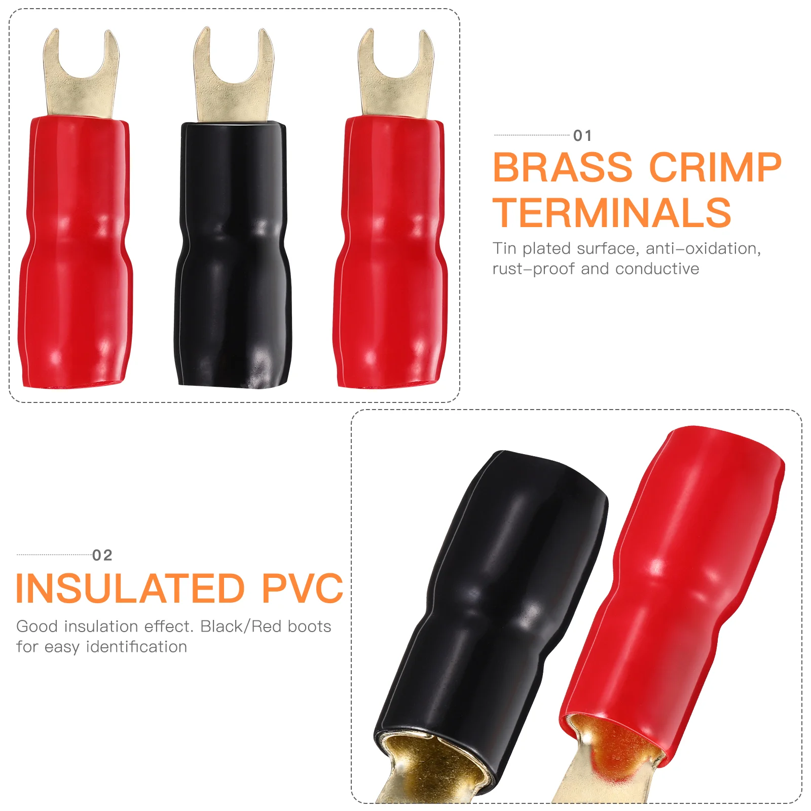 Spade Terminal Copper Connector Crimp Barrier Spades Speaker Wire Connectors 4ga Terminals