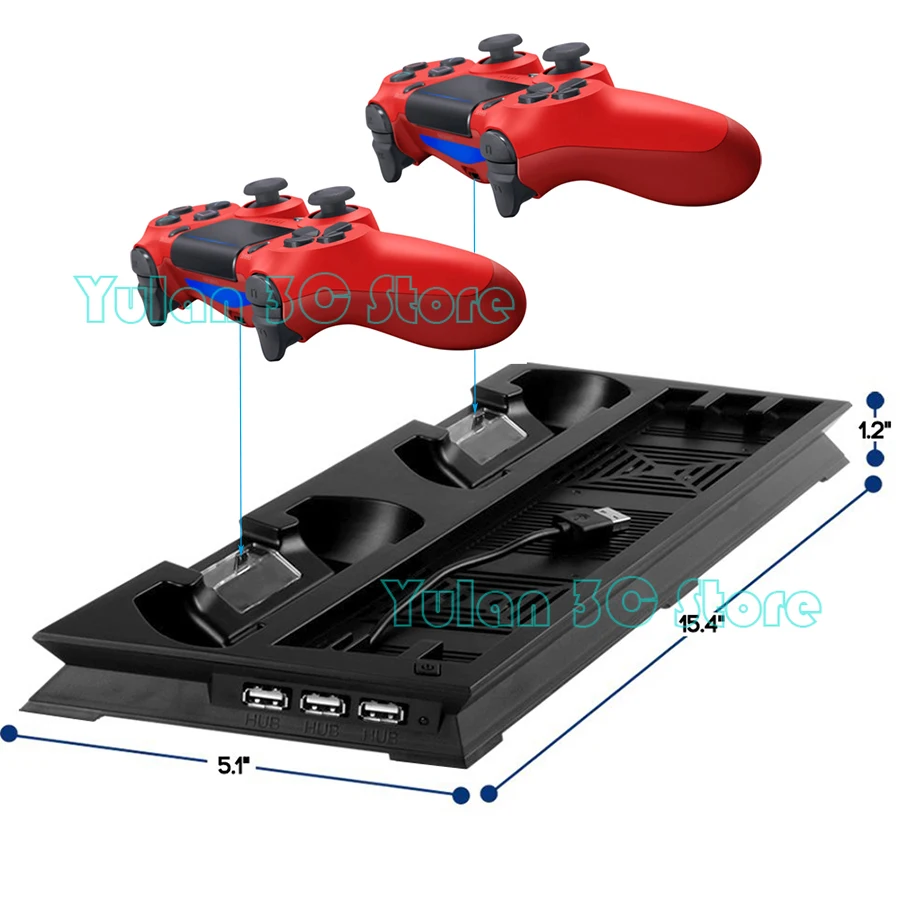 PS4 Pro Cooling Vertical Stand 2 Controller Charger Charging Dock Station 2 Cooler Fan 3 HUB for Playstation 4 Pro Accessories