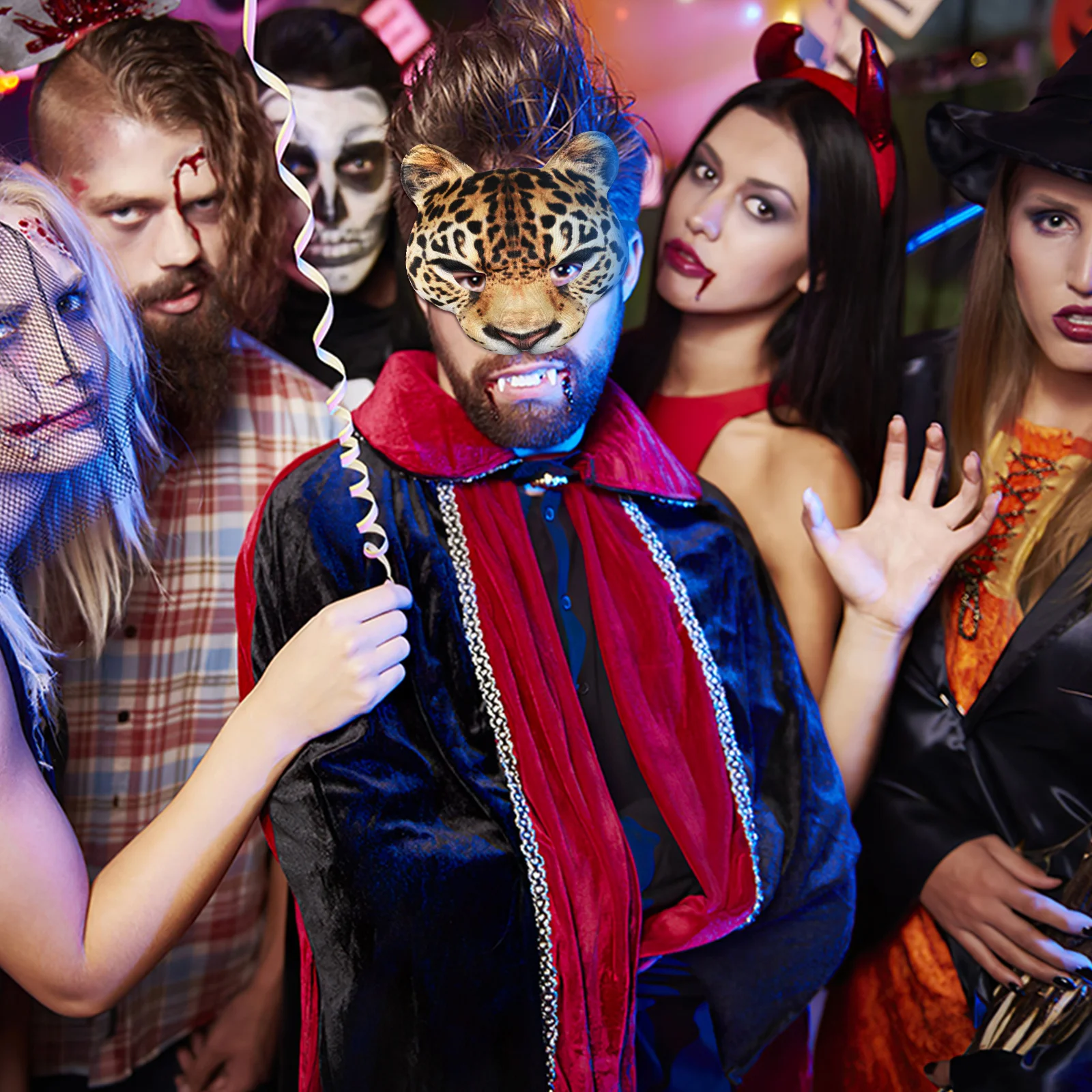 

Leopard Mask Cosplay Half Face Animal Masquerade Halloween Party Supply Lightweight Eva Elastic Strap Suitable For Most