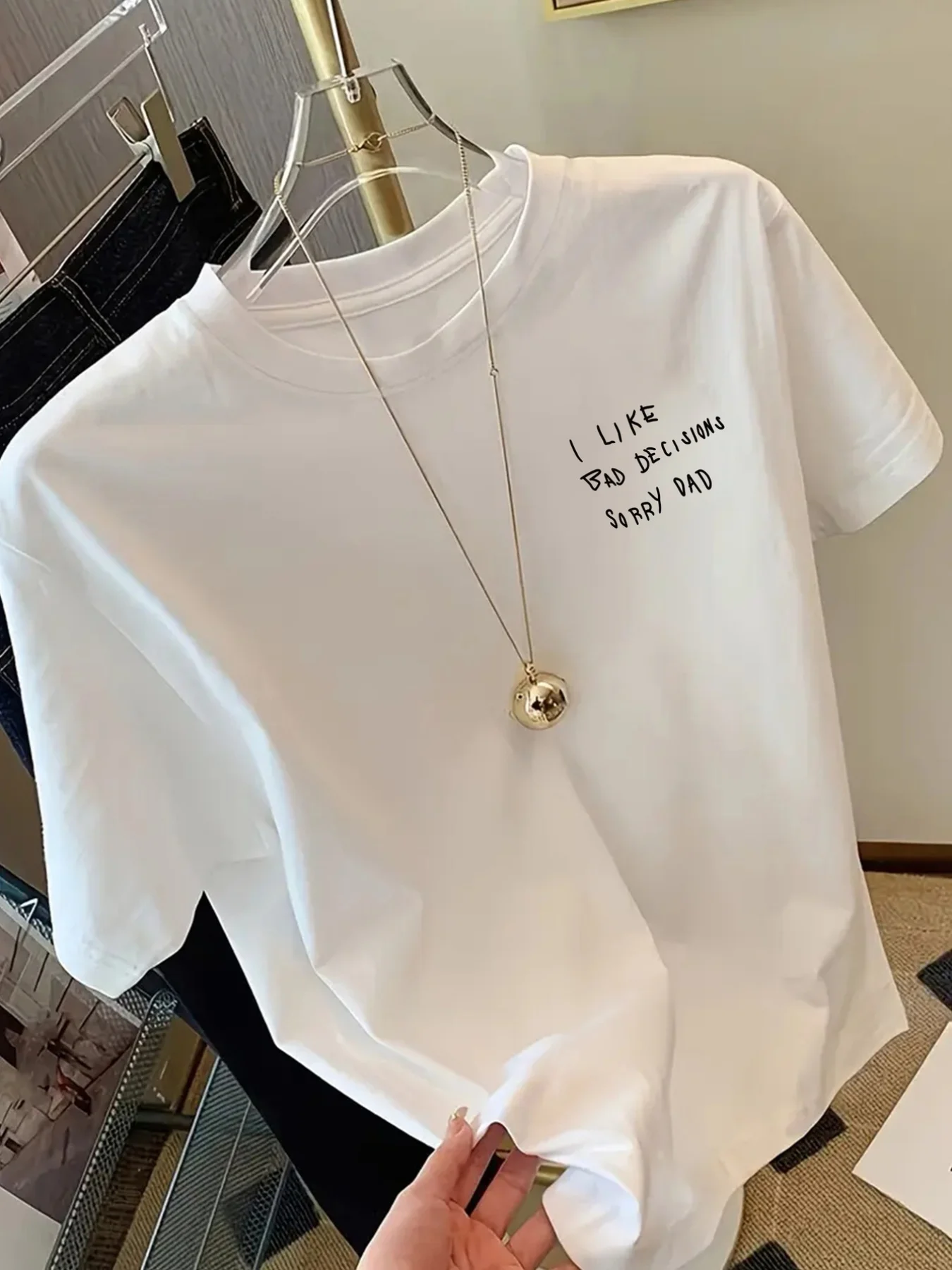 [Front and Back Double Picture] Front and Back Sleeved I Like Bad Decisions Dad Fashion Print Spring and Summer Trendy Print