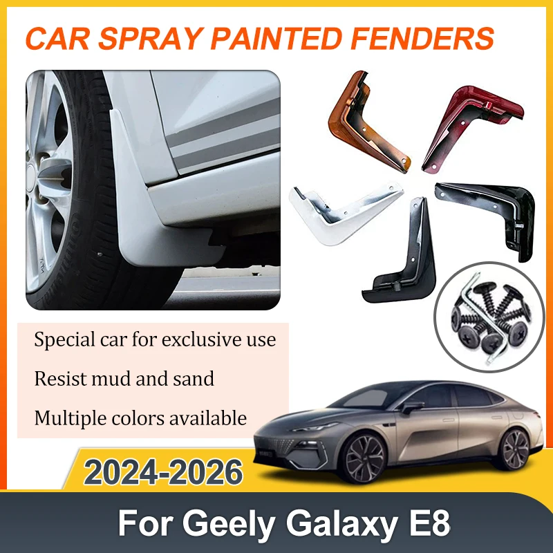 

For Geely Galaxy E8 Accessories 2024 2025 2026 Car Front Rear Fender Splash Guard Mudguards Baking Paint Mudflaps Auto Body Kits