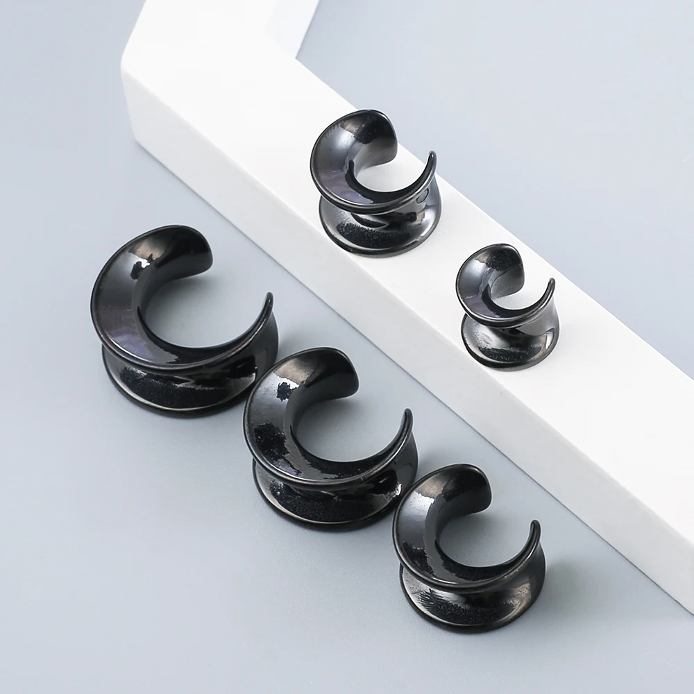 2PCS Moon Ear Saddle Plugs for Stretched Lobe Piercing