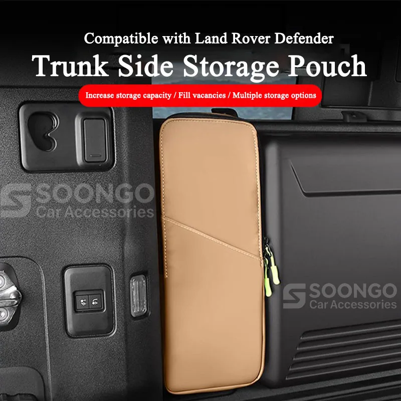 For Land Rover Defender 90 110 2020-2026 Car Trunk Storage Organizer Rear Cargo Bag Storage Bag Pocket Interior Accessories