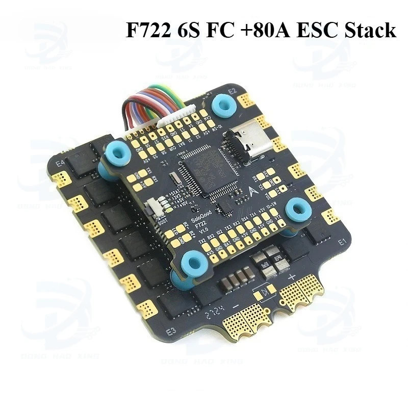 1pcs for F722 Flight Controller V1.0 BLHeli_S 6S FC 60A 80A ESC 30.5*30.5mm F7 Flight Stack Suitable for X8 Drone 8 Motor output