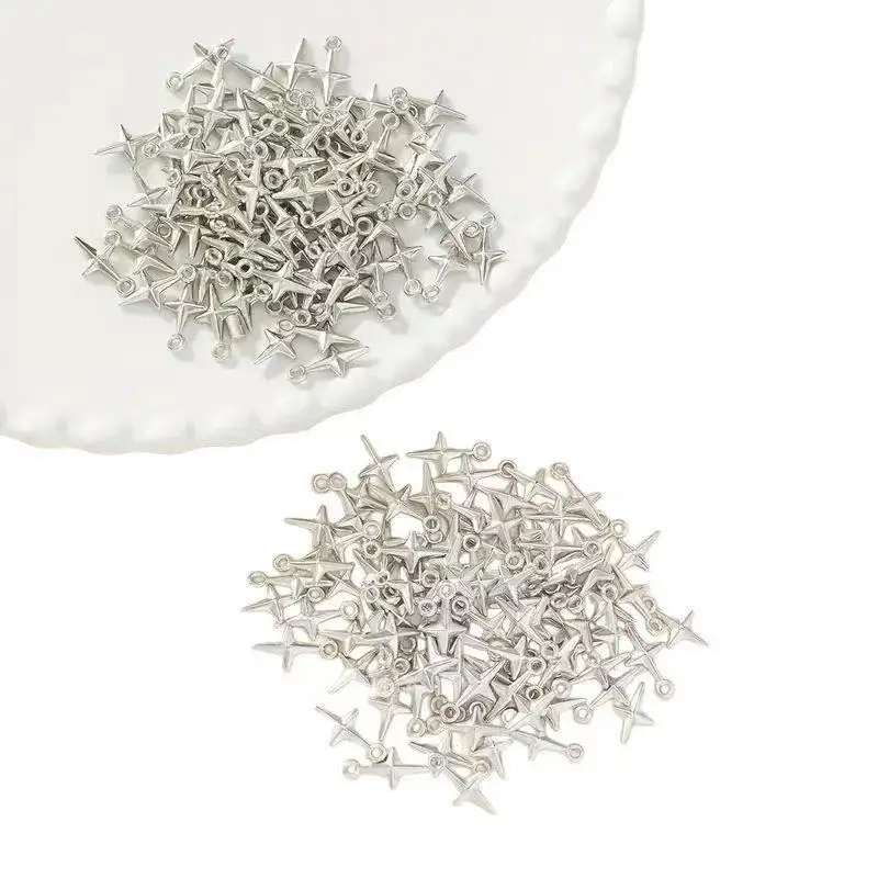 100 قطعة 16x8 مللي متر دلايات النجوم الساطعة دلايات لصنع المجوهرات Findings بها بنفسك النتائج مجوهرات العتيقة الفضة اللون CCB السحر #4