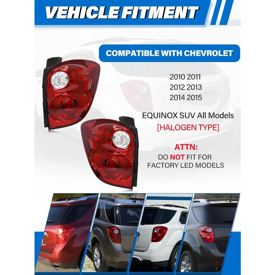 ชุดไฟท้ายที่ใช้ร่วมกันได้กับรถเชฟโรเลต Equ20102015 สำหรับด้านซ้ายและขวา ใช้แทนหลอดฮาโลเจน ไฟเบรกหลังสำหรับรุ่น Mode