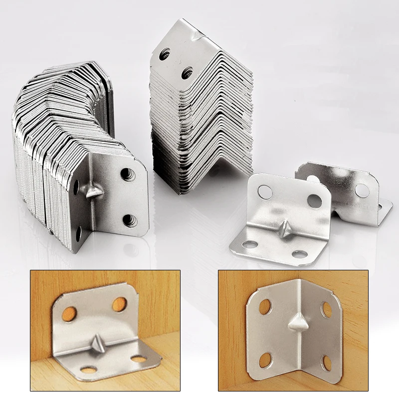 4-hole 90-degree Angle L-bracket, Corner Bracket, Angle L Bracket, Suitable for Table, Chair, Cabinet, Wardrobe, Sturdy Bracket