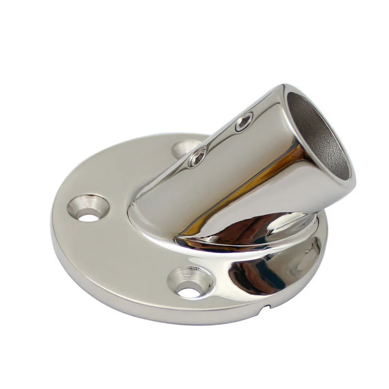 316 Stainless Steel 45 Degree 22/25mm Round Tube Pipe Base Hand Rail Railing Pipe Marine Fitting Rowing Boats Yacht Accessory