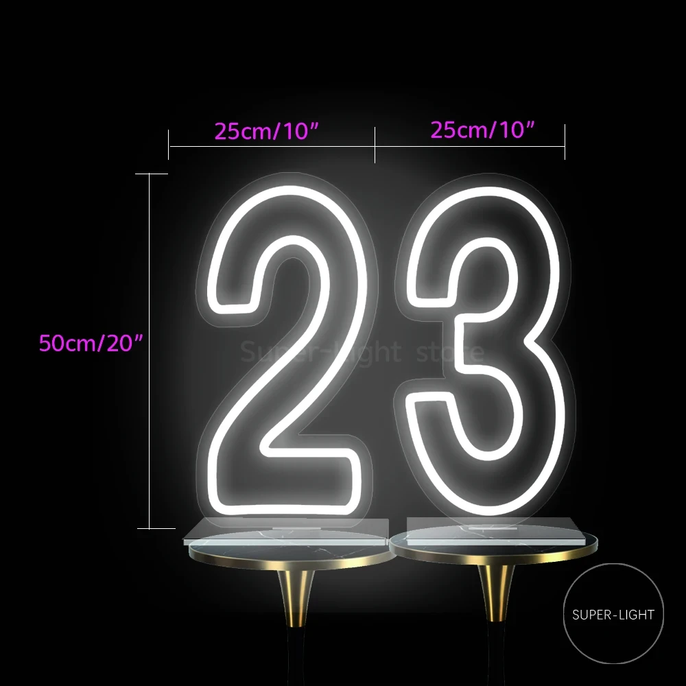 LED Number 1 2 3 4 5 6 7 8 9 0 Sign With Base and Chain, Light Up Signs for Birthday Party Decor 1st Birthday Numbers Kids Gift