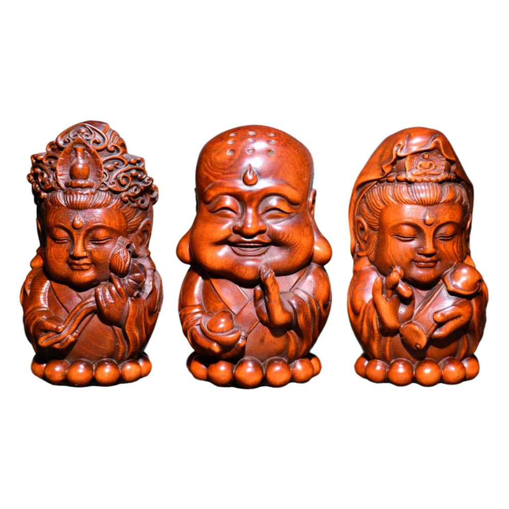 Statues en bois pour la décoration intérieure, ensemble de figurines sculptées à la main, artisan Guanyin Maitreya Fortune Bliss Deco, étagère à livres, femme