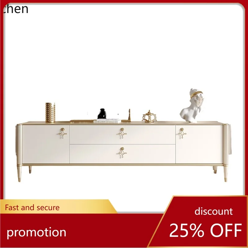 

HT household floor TV cabinet storage locker integrated small apartment special light luxury new solid wood TV cabinet