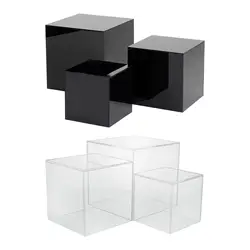 Set of 3 Acrylic Cube Stand Nesting Risers Multipurpose 4