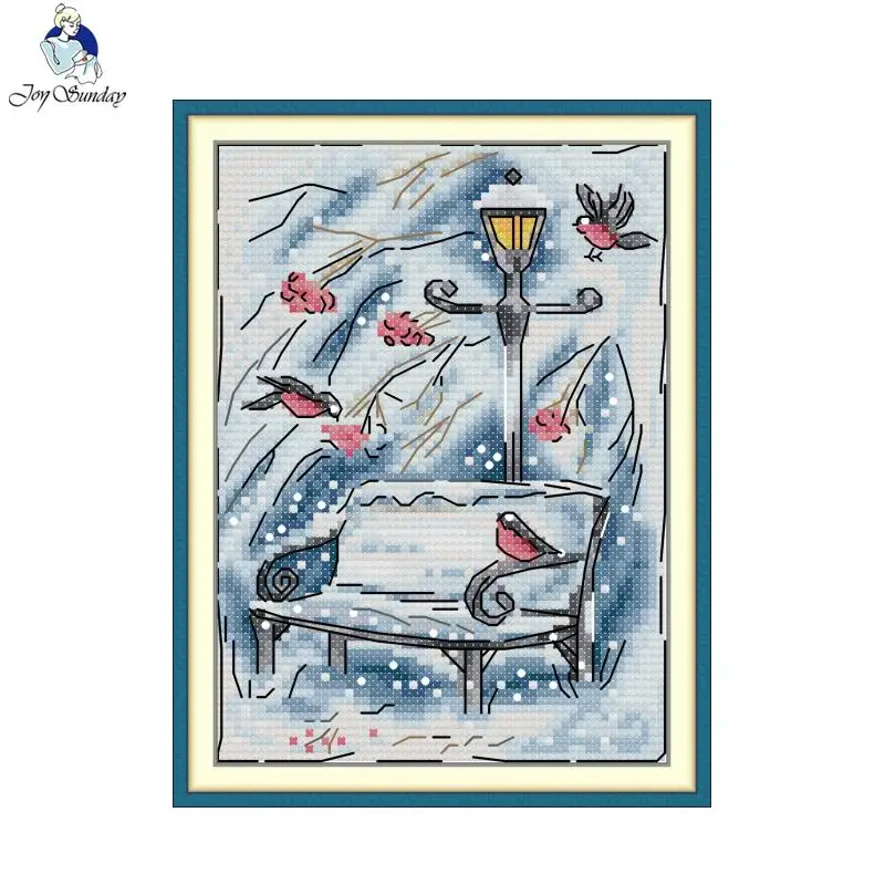 Neues Kreuzstichset Winter Schnee Landschaft HD Muster Geschenk für Mama Aida 16/14/11CT gezählte gestempelte Leinwand DIY Handstickerei Set – Detail 4