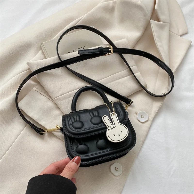 Kids Shoulder Bags Rabbit Bunny Small Round Bag Fashionable and Cute Versatile Children's Handbag Girls' Coin Crossbody Bag Soft