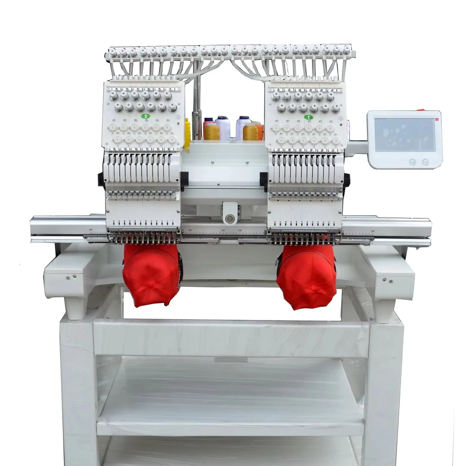 2 Head Embroidery Machine 3D Automatic Computer Double Head Cap T-shirt Flat 3D Logo 15 Needle High Quality Embroidery Machine