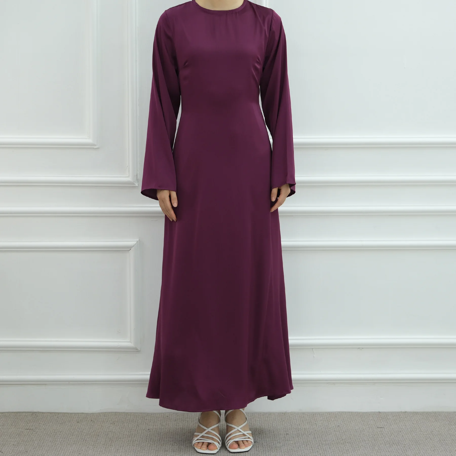 Eid Mubarak Plain Abaya With Belt Muslim Maxi Dresses Women Modest Simple Dress Eid Ramadan Islamic Clothing Musulman Djellaba