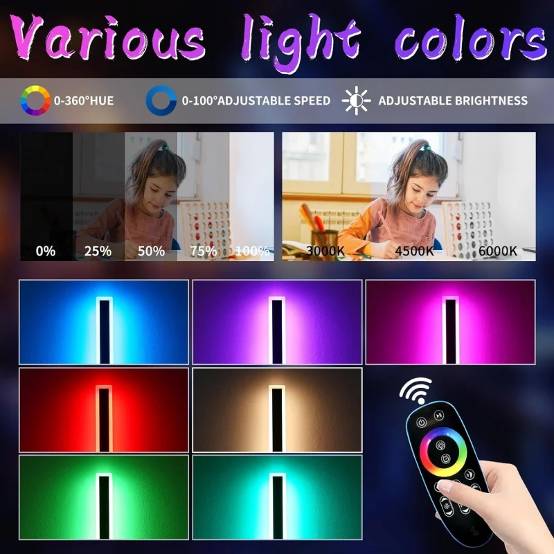 Outdoor waterproof long wall lamp, IP65 modern minimalist RGB, 7 colors, dimmable, garden, balcony, outdoor lighting