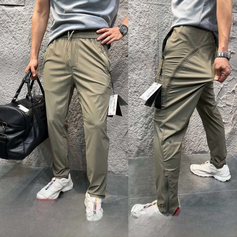 

Ultra-Thin Breathable High-Elastici 3D Tailored Casual Men's Long Pants Straight Leg Zipper mid Waist Faion Urban Sle