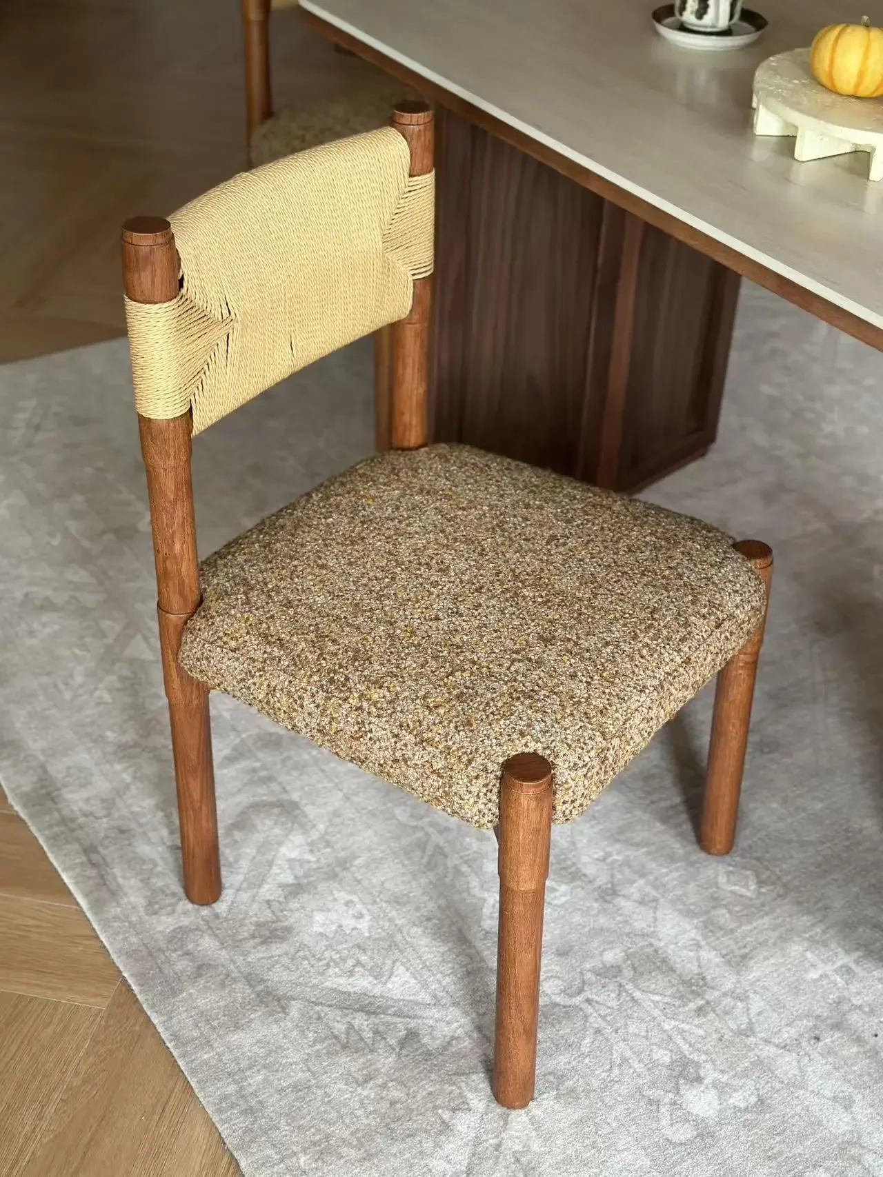 Solid Wood Household Soft Pack Dining Chair Living Room Rope Chair Bedroom Dressing Table Stool Cloakroom Makeup Chairs