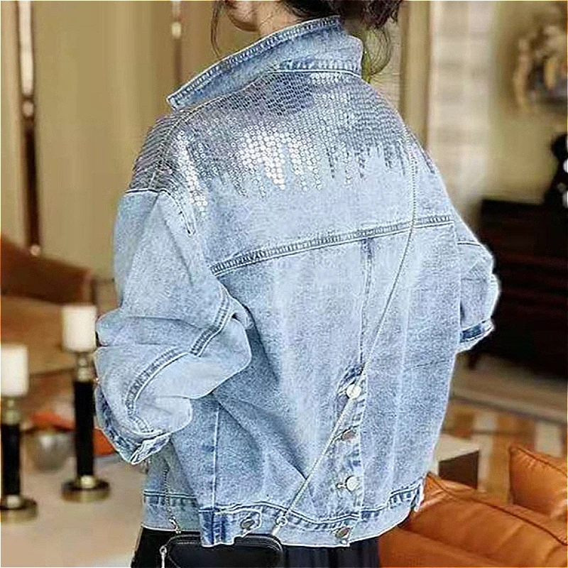 

Coat Women Denim Coats Turn Down Collar Jackets Vintage Y2k Streetwear Work Casual Loose Elegant Splice Jacket 2026 Spring