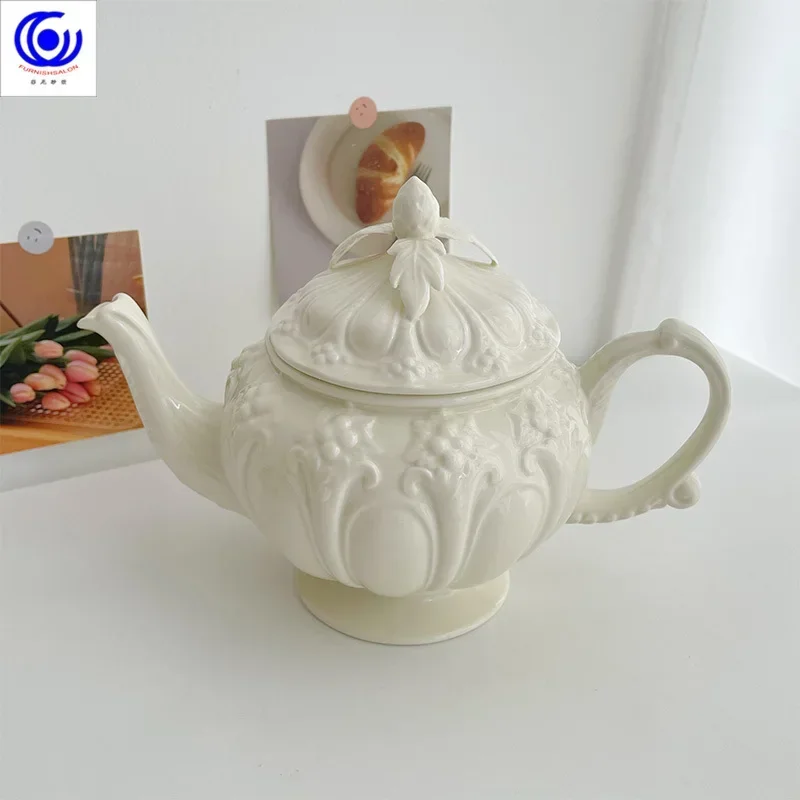 Art sense retro ceramic coffee cup and saucer set relief cup exquisite afternoon tea tea set
