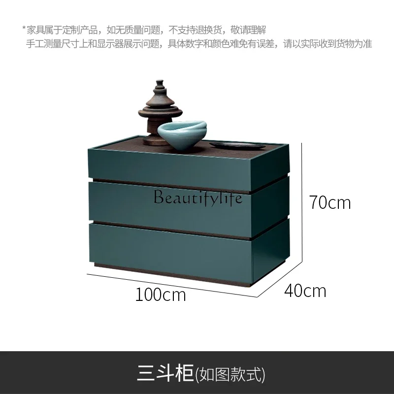 LS 04 خزانة تخزين غرفة النوم الإيطالية البسيطة وخزانة درج الطلاء باللون الأخضر الداكن