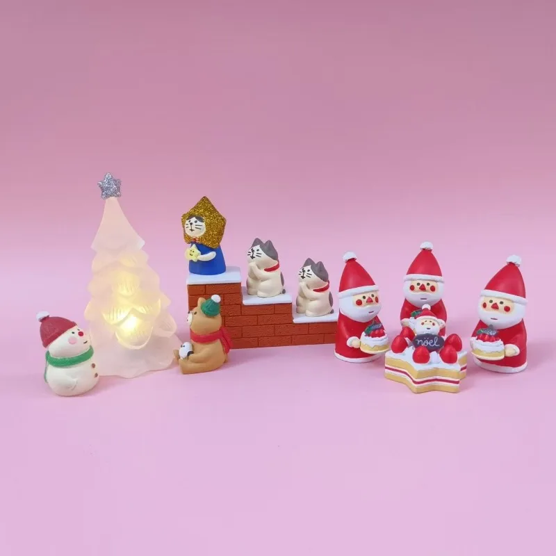 Christmas Resin Ornaments Home Scenes Trendy Toys Figurines Decorations ZAKKA Dolls Cats 2024 Small Ornaments
