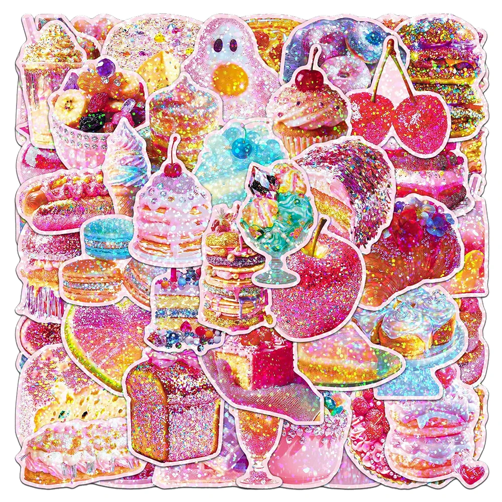 10/30/50 Uds. De pegatinas estéticas Kawaii de comida bonita, estilo Ins, postre, pastel, pan, calcomanías de dibujos animados, botella de agua, equipaje, pegatina para teléfono