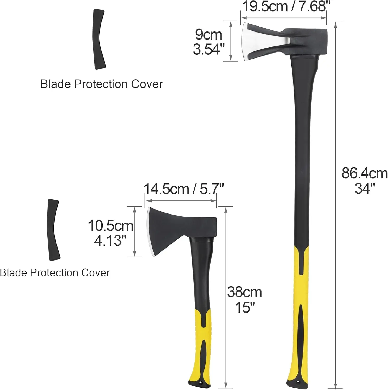 Kurui Wood Splitting Axe And Hatchet Set, 15” Camping Hatchet & 34” Chopping Axe For Cutting And Felling, Long Handle Splitter