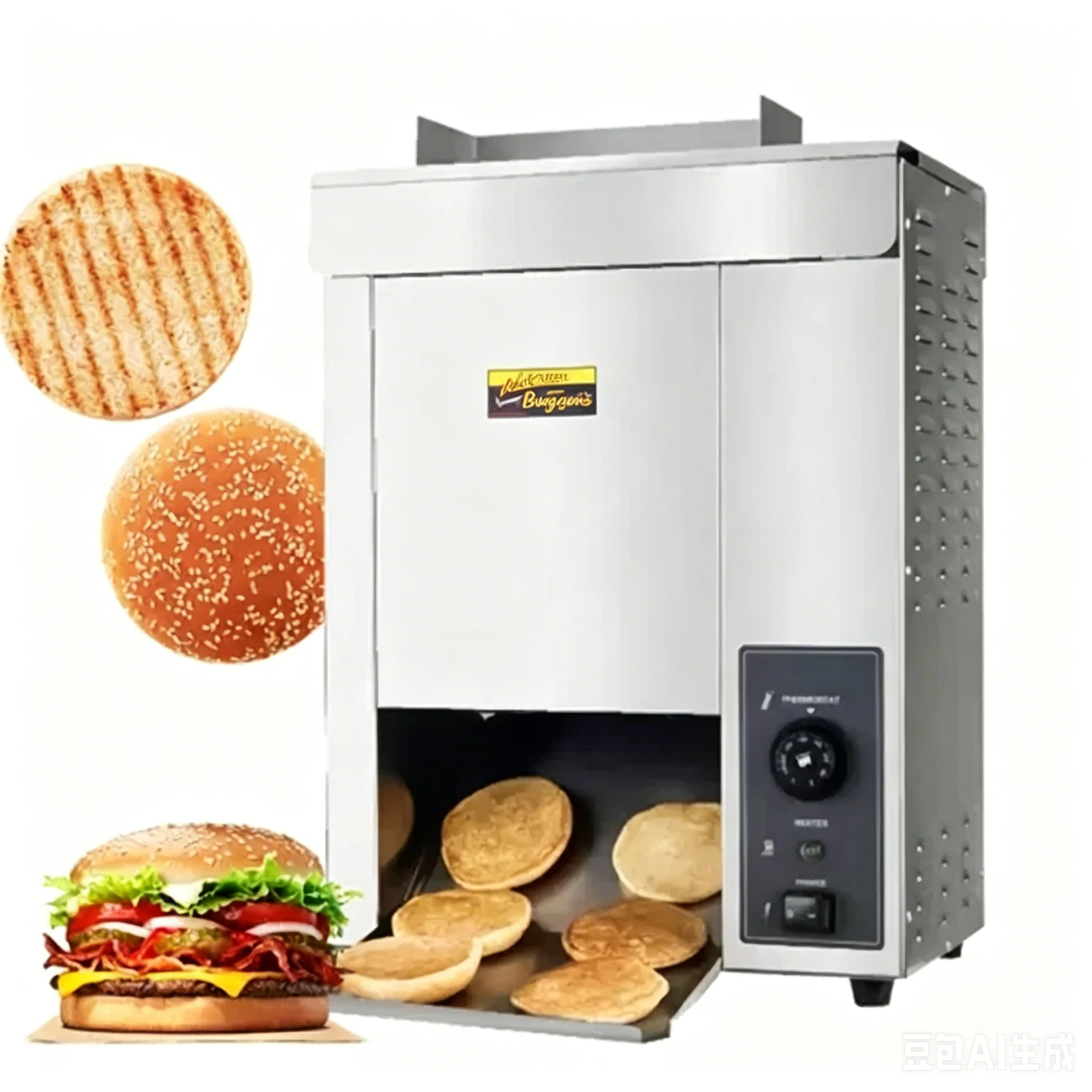 Vertical Contact Conveyor Bun Toaster with Adjustable Thermostat Control Restaurant Bun Toaster Machine
