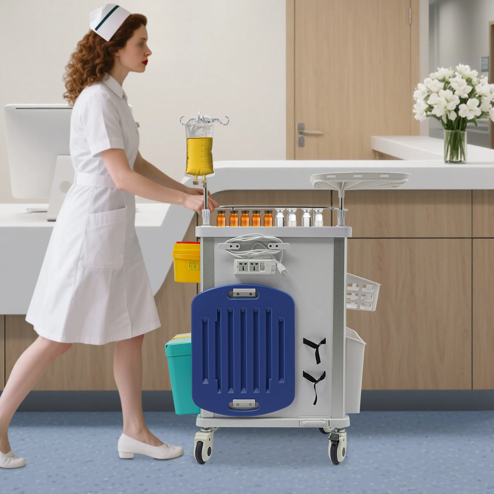 Medical Grade 5-Drawer Emergency Cart, Rolling Medical Trolley with Brake Wheels, Multi-Function Utility Cart for Nursing Home