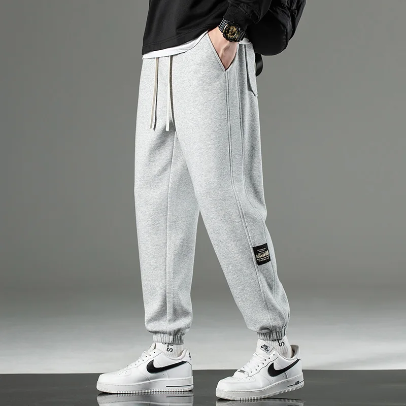 High Street Versatile Casual Elastico in vita con coulisse Pantaloni sportivi Maschile in pile imbottito Moda Uomo Autunno Inverno Pantaloni Pantaloni spessi