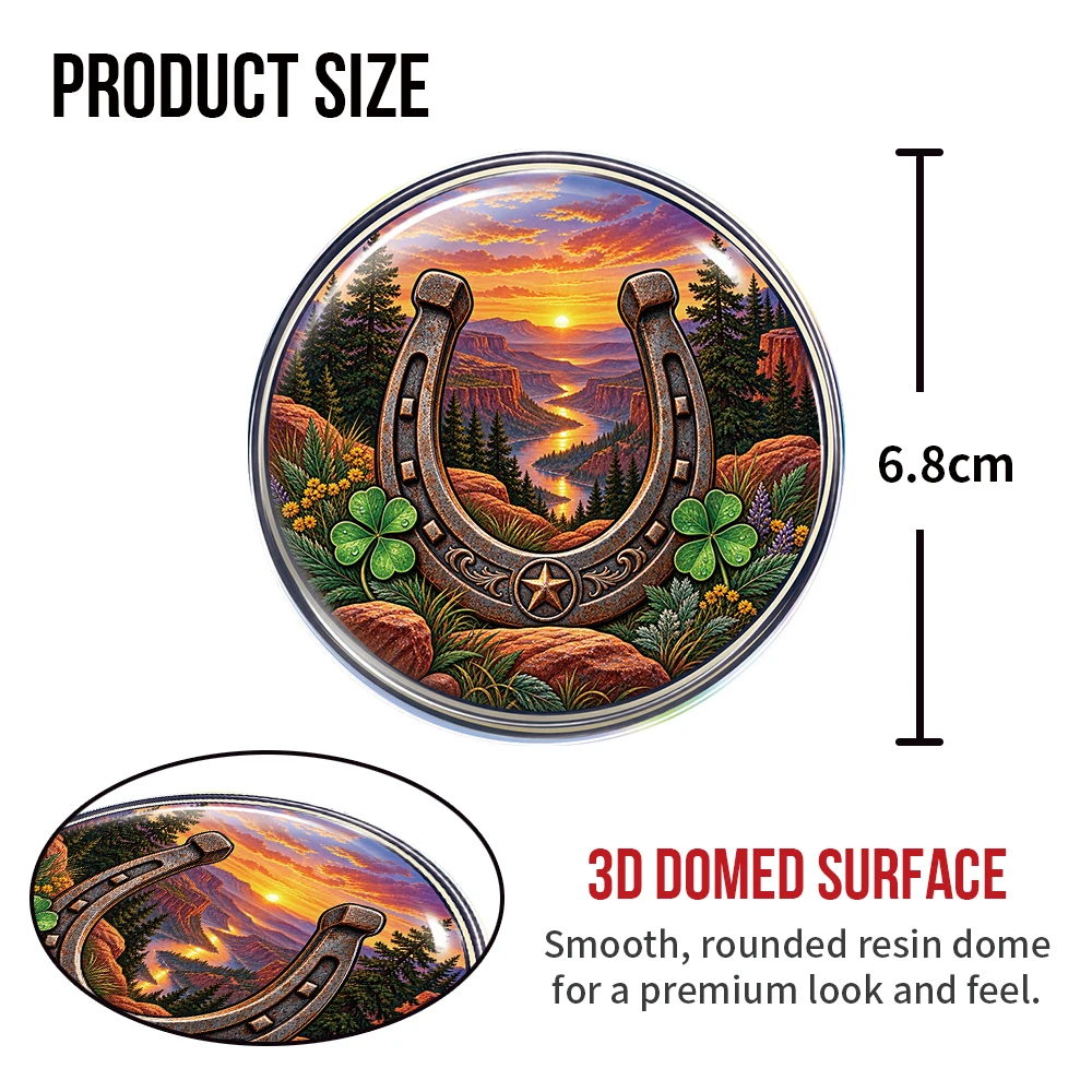 Lucky Horseshoe Clover 3D Resin Domed Sticker Waterproof Self Adhesive Decal for Car Window Laptop Water Bottle Good Luck Gift