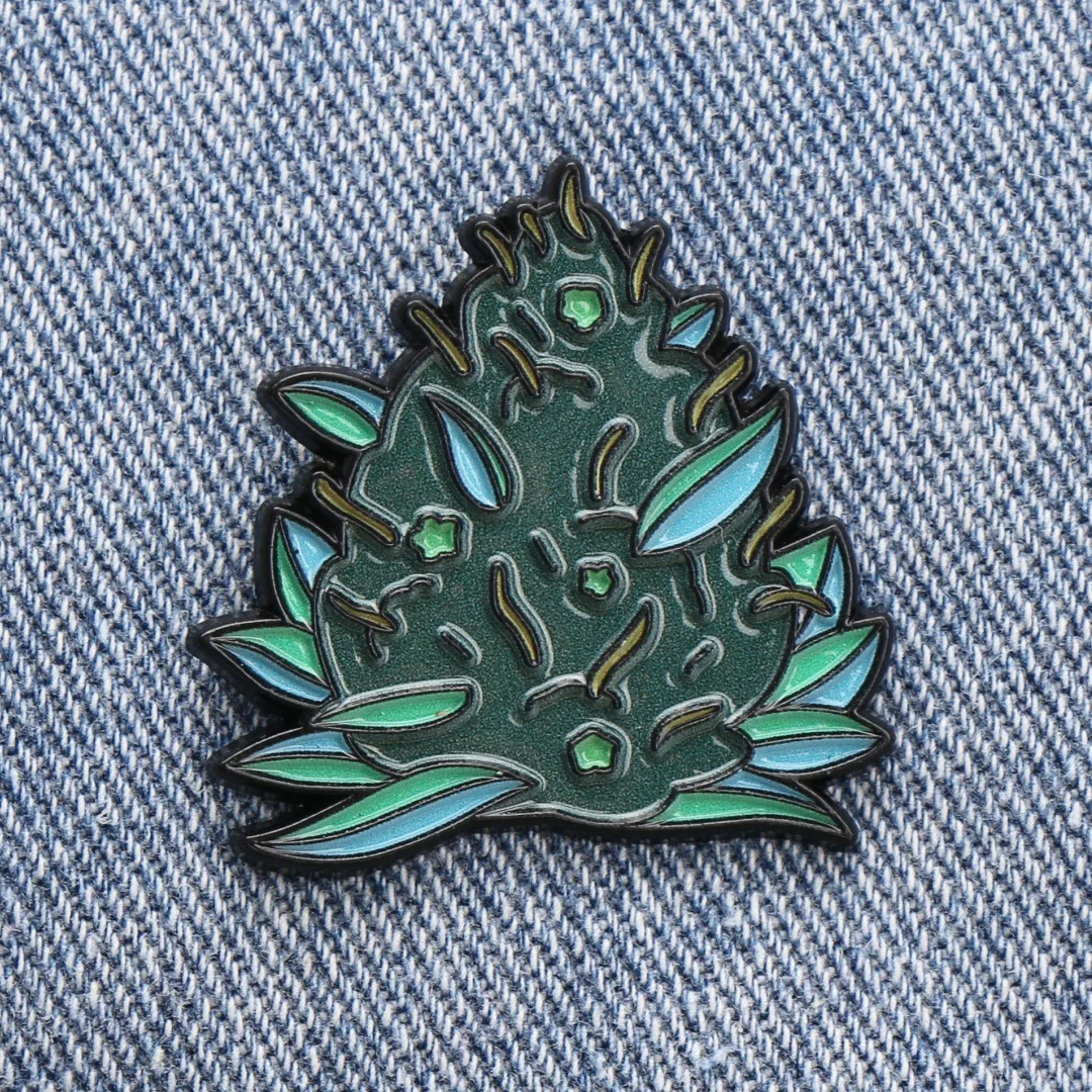 Cannabis Bud Enamel Pin, Green Weed Nug Lapel Pin